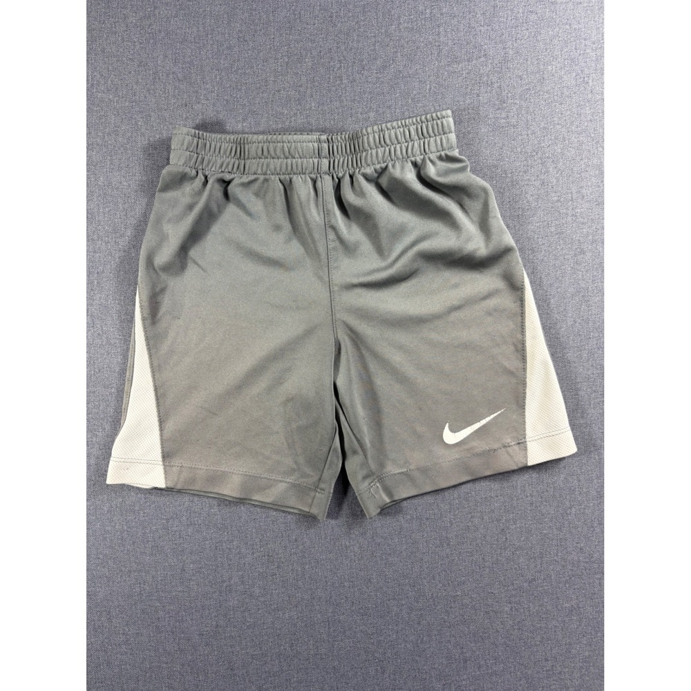 Nike Boys Gray Athletic Shorts Size 6 M 5-6 YRS Mesh Side Panels Swoosh Logo